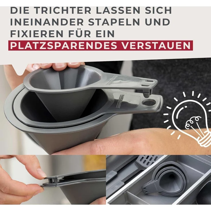 FACKELMANN Trichter Set, Küchentrichter, Universaltrichter, Fülltrichter, Einfüllhilfe – Bild 4