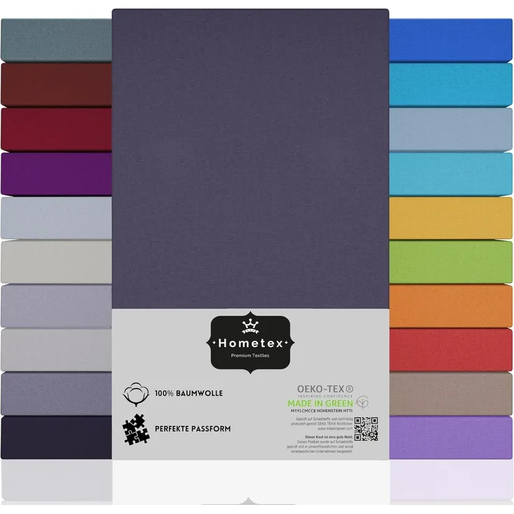 Hometex Premium Textiles Spannbettlaken Jersey-Bettlaken aus 100% Baumwolle, Gummizug: rundum, Viele Größen, vielseitige Nutzung