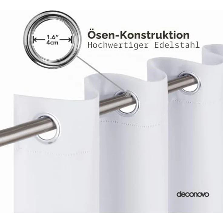 Deconovo Gardinen Verdunkelnd Thermovorhang Hitzeschutz Curtain Silber Grau | 2er Set, H200 x B140 cm, Vorhang mit Ösen, lichthemmend, Wärmeisolierend und gut passend für moderne Wohn- und Schlafzimmer – Bild 7