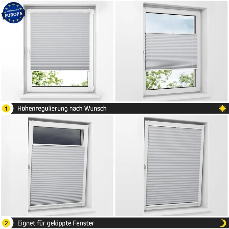 jalousiescout Plissee Pure Plissee Basic, 60 x 110 cm, grau, halbtransparent, ohne Bohren, klemmen, Klemmfix, halbtransparent, Polyester-Stoff ohne Bohren – Bild 6