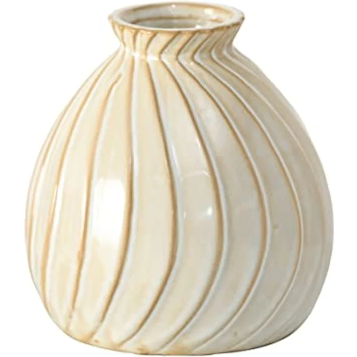 Boltze Vase Zalina 4-teilig, Keramik Vasen-Set für Blumen/Trockenblumen/Pampasgras, Höhe 9-15 cm, Weiß – Bild 4
