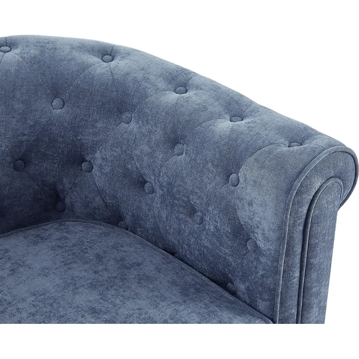 Vente-unique - CHESTERFIELD Sessel Stoff Blau - B 78 cm x H 72 cm x L 82 cm – Bild 5