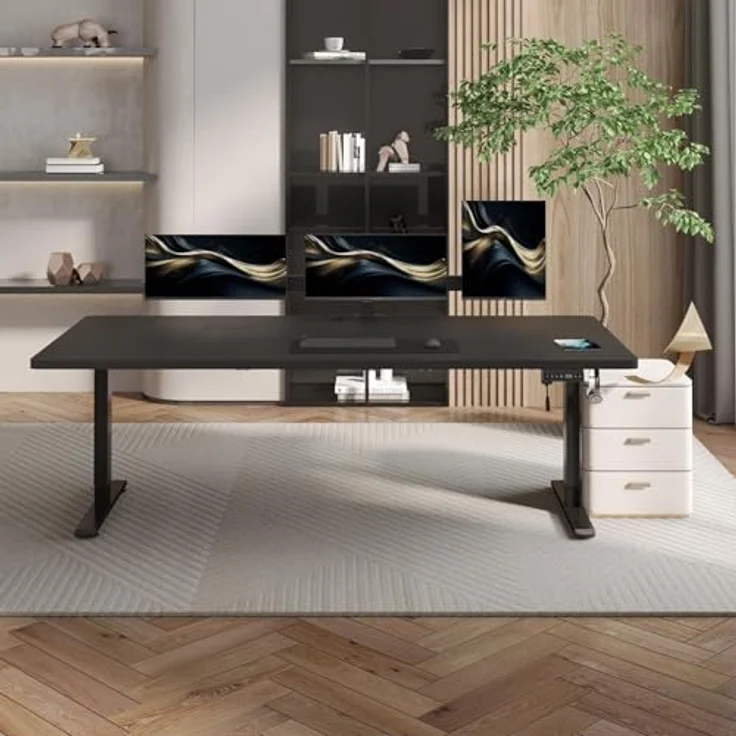 JUMMICO Schreibtisch höhenverstellbar mit 4 Memory-Funktionen, Schwarz, 120x80 cm – Bild 3
