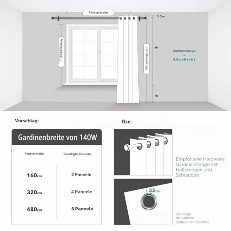 Deconovo Vorhänge Blickdicht Thermogardinen mit Ösen Übergardinen Schwarz | 1 Stück, H280 x B140 cm, Hitzeschutz, Sichtschutz für Wohnzimmer und Schlafzimmer, Blackout Curtain, Verdunkelungsvorhang – Bild 5