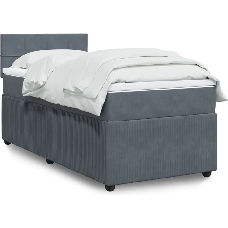 vidaXL Boxspringbett mit Matratze Dunkelgrau 80x200 cm Samt 3287591 – Bild 1