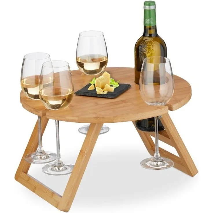 Runder Picknick Weintisch aus Bambus 10044135