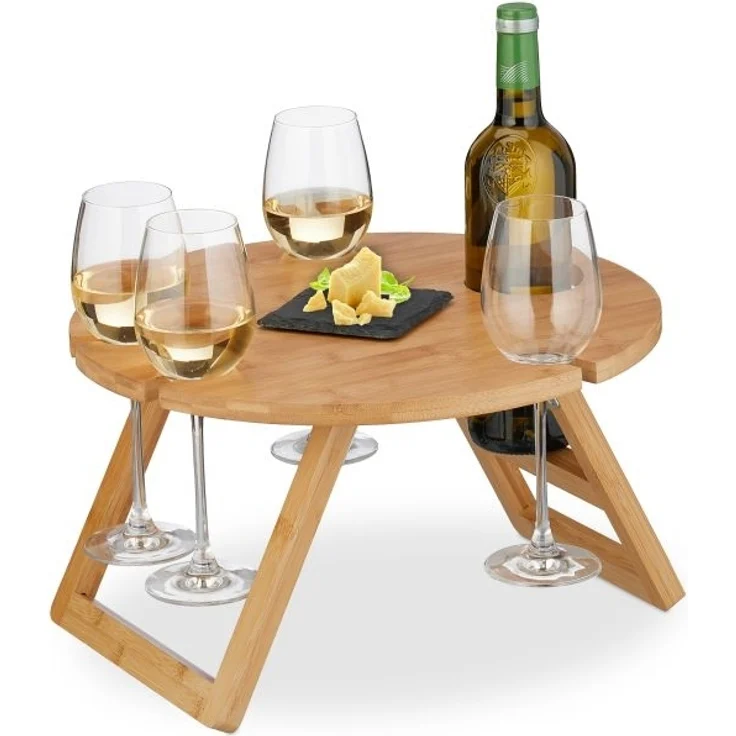 Runder Picknick Weintisch aus Bambus 10044135 – Bild 1
