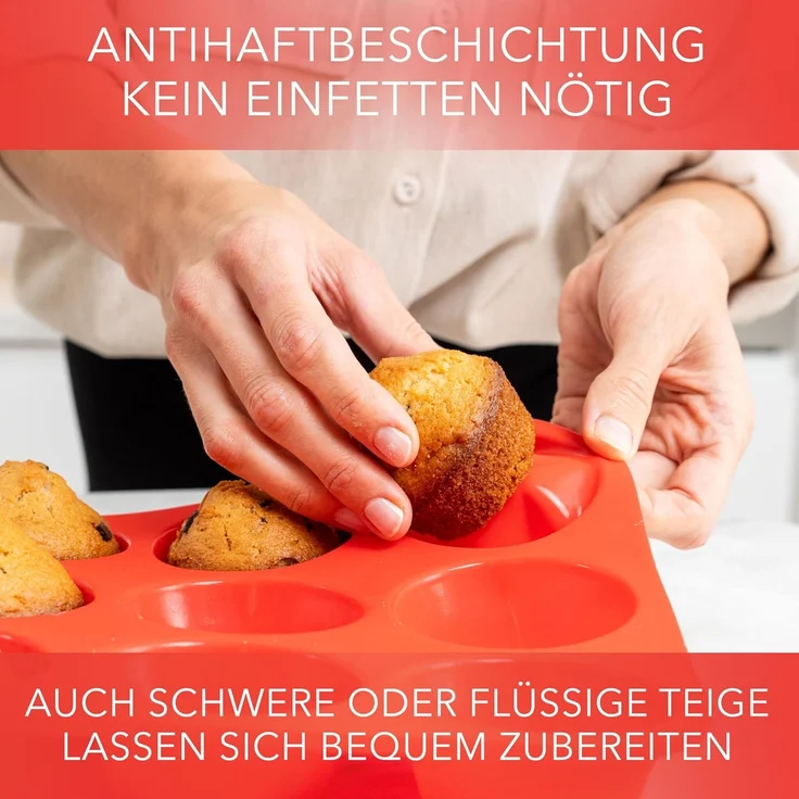 AVANA Muffinform Silikon Muffinblech für 12 Muffins Cupcake Backform Muffinbackblech, BPA-frei, Antihaftbeschichtung – Bild 4