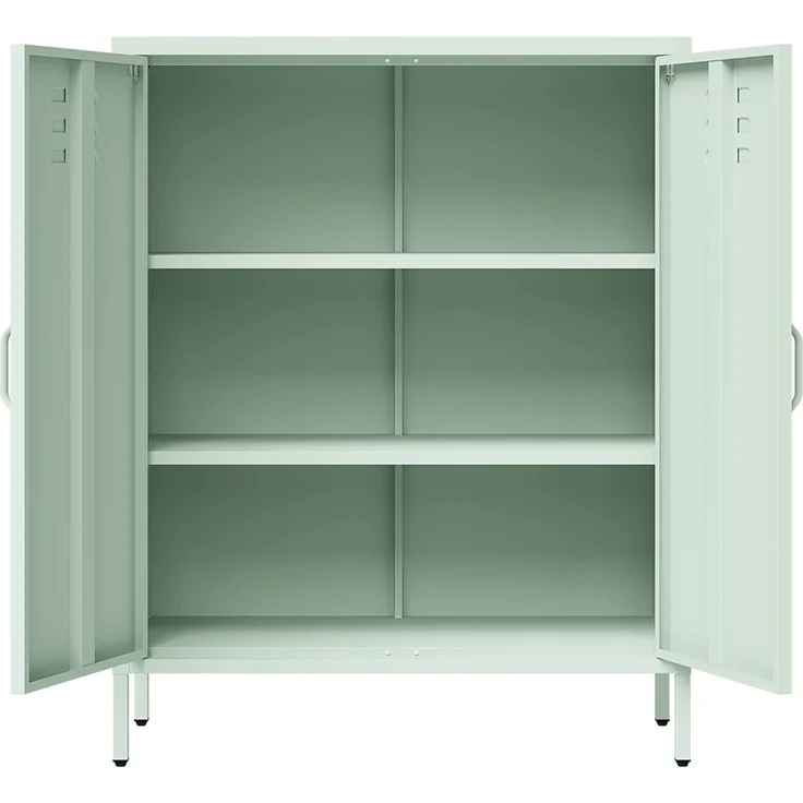 skølm 'Atria' Metallkommode, pastellgrün, 100x38x80 cm, Metallschrank mit 3 Fächern – Bild 9