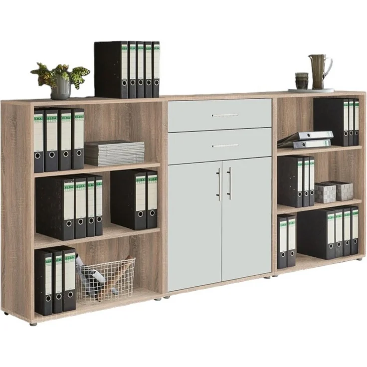 moebel-dich-auf Aktenschrank TABOR 14 (Aktenregale/Aktenschränke ideal für DIN A4 Ordner inkl. 2 Einlegeböden und 2 Schubkästen, Büroschrank abschließbar mit Griffen aus Edelstahl) Made in Germany – Bild 1