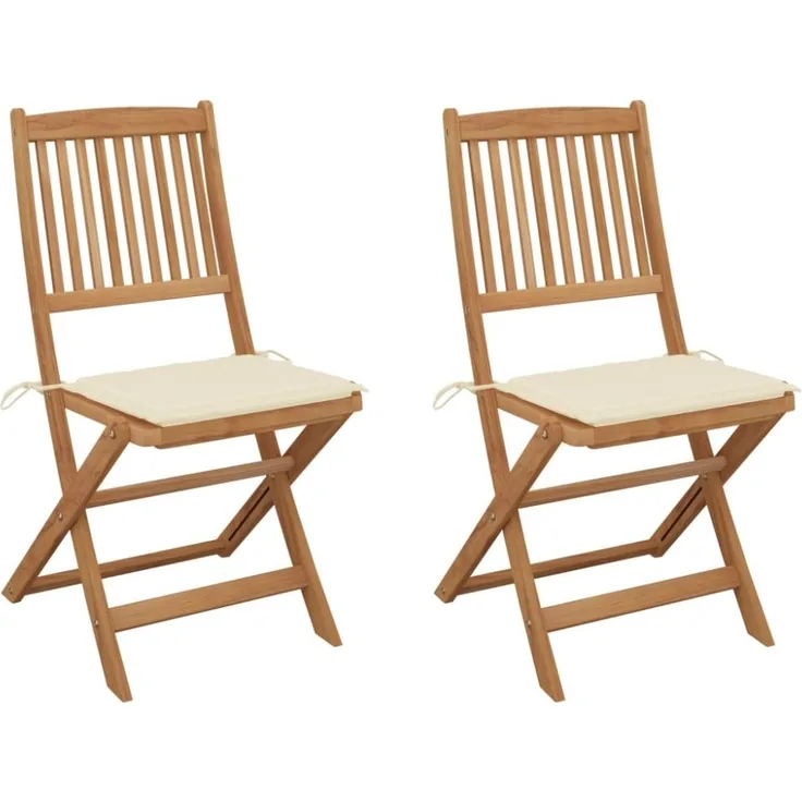 vidaXL Klappbare Gartenstühle 2 Stk. mit Kissen Massivholz Akazie 3064646