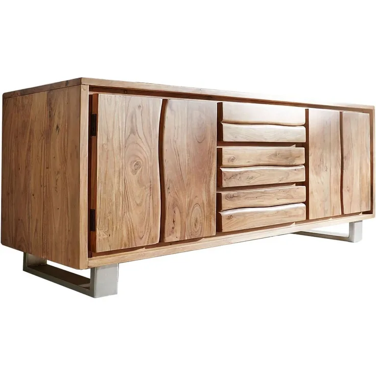 Sideboard Live-Edge 170 cm Akazie natur 3 Schübe 4 Türen