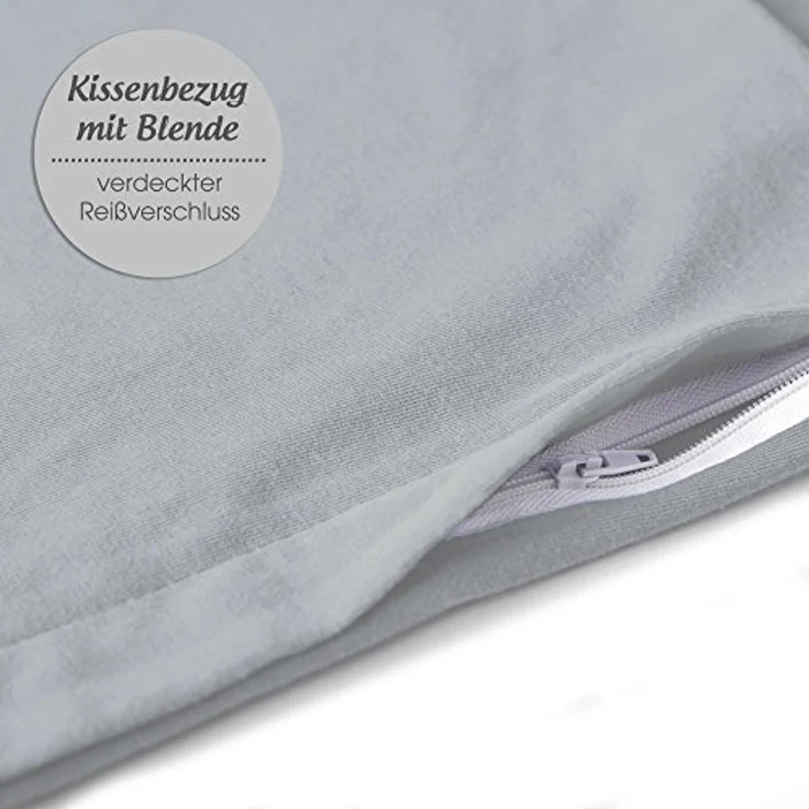 aqua-textil Classic Line Baumwoll Kissenbezug 2er-Set 65x65 Silbergrau Kissen Bezug Reißverschluss Jersey Kissenhülle – Bild 5