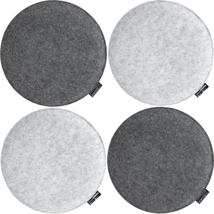 4er Set Weiches Filz Sitzkissen zum Wenden Grau Ø35x3cm – Bild 1