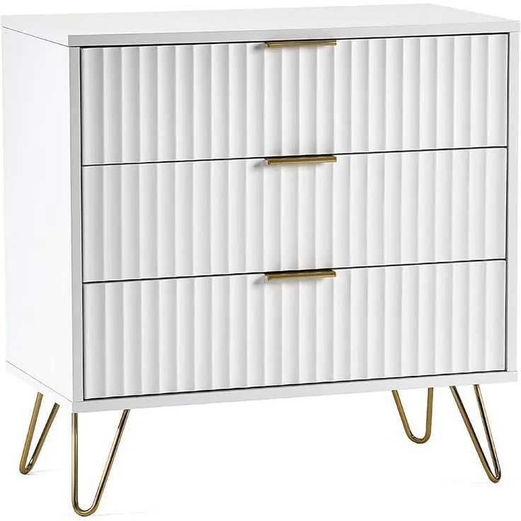 Julian Bowen Murano Kommode mit 3 Schubladen, Mattweiß, MDF, White, Einheitsgröße