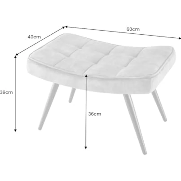 riess-ambiente Fußhocker SCANDINAVIA grau / schwarz (Einzelartikel, 1 St), Wohnzimmer · Samt · Metall · Scandinavian Design – Bild 4
