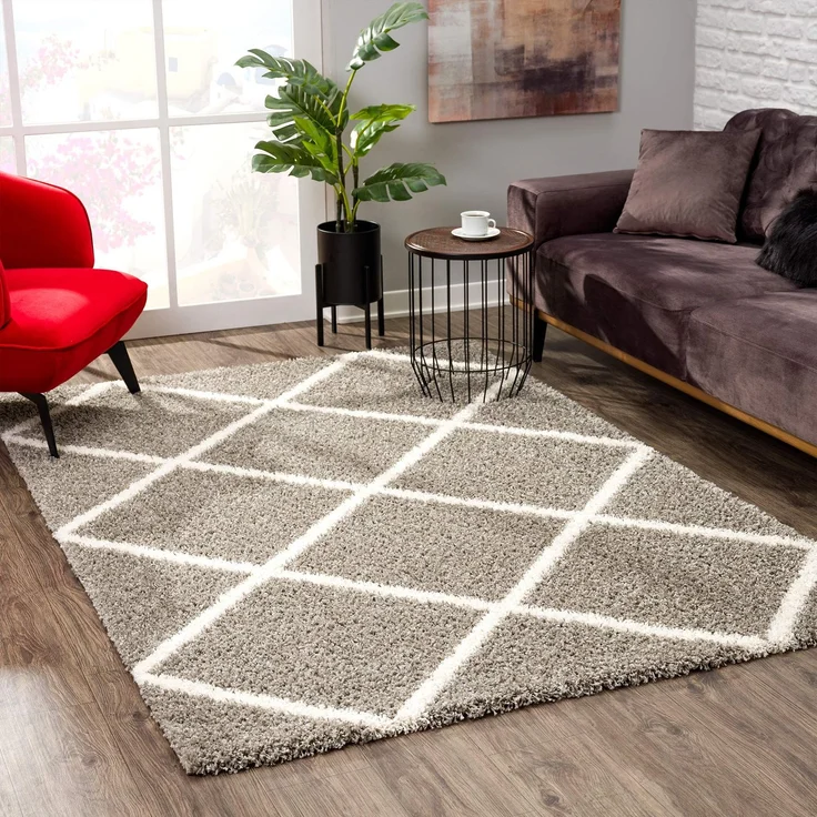 SANAT Madrid Shaggy Teppich - Hochflor Teppiche für Wohnzimmer, Schlafzimmer, Küche - Grau, Größe: 100x300 cm