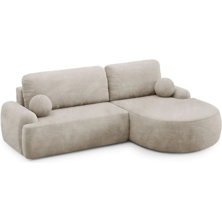 Lookway Ecksofa CLEO CORD Rundes Ecksofa mit Schlaffunktion und Bettkasten – Bild 2