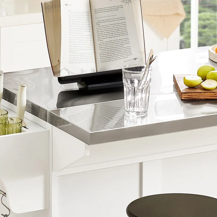 SoBuy FKW41-ST Kücheninsel, MDF, Hochglanz, Weiß, 130 x 91 x 71 cm – Bild 9