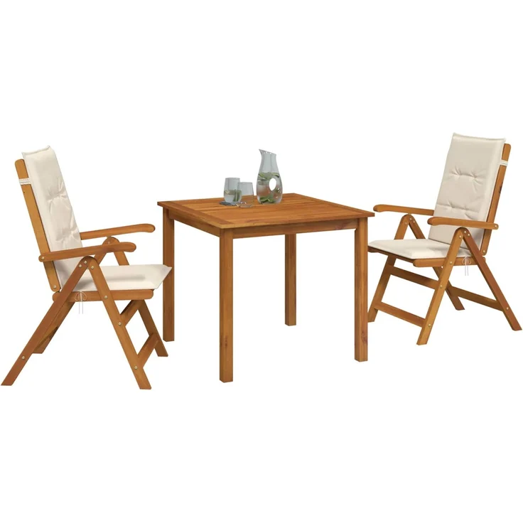 vidaXL 3-teilige Garten-Essgruppe 2-Sitzer Creme Massivholz Akazie 3434590 – Bild 3