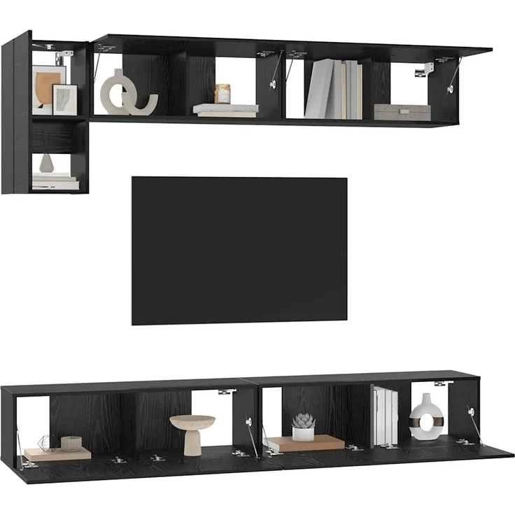 vidaXL TV-Schrankset 5 pcs Schwarz Eichen-Optik Holzwerkstoff 3393385 – Bild 2