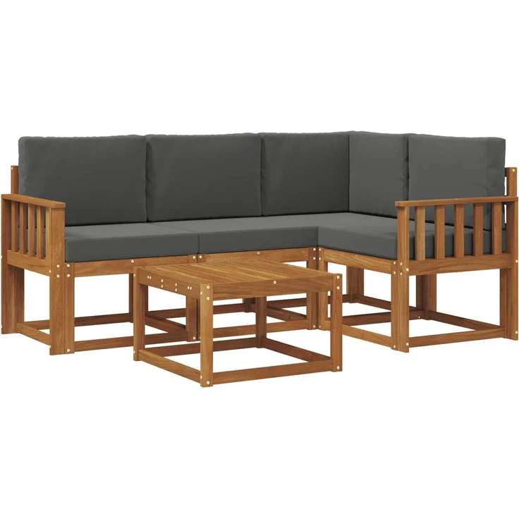 vidaXL Outdoor-Sofagarnitur mit Kissen 5 pcs Natur und Anthrazit 3366355 – Bild 2