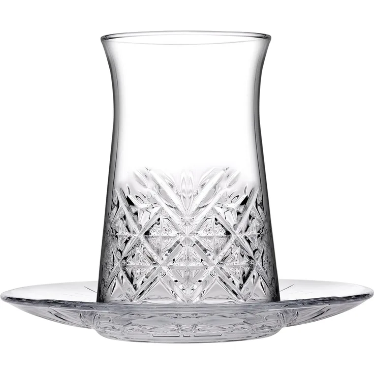 Pasabahce Timeless 96991 Teeglas Set 12 Teilig mit Untertassen 132ml aus Glas transparent