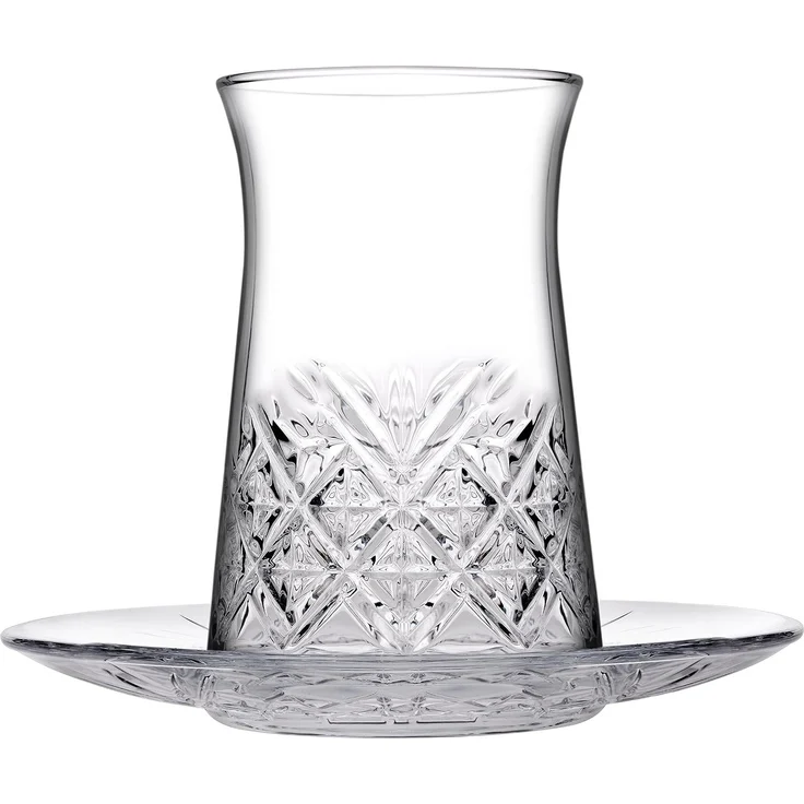 Pasabahce Timeless 96991 Teeglas Set 12 Teilig mit Untertassen 132ml aus Glas transparent – Bild 1