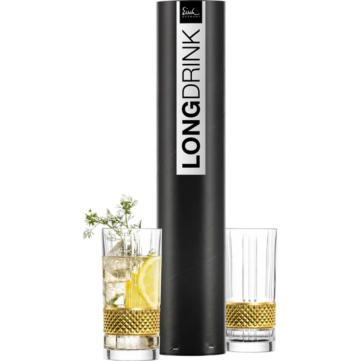 Eisch Glen Longdrinkglas 350 ml 2er Set Gold in Geschenkröhre