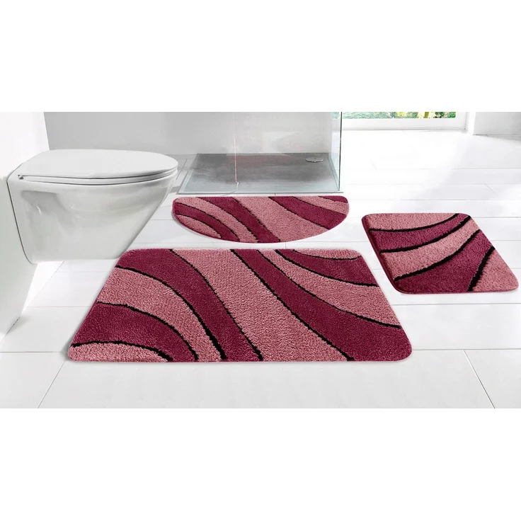 my home Badematte Anna, Badvorleger, Badezimmer Teppich, Höhe 16 mm, rutschhemmend beschichtet, fußbodenheizungsgeeignet, schnell trocknend, Polyester, rechteckig, Badteppich, Hoch Tief Effekt, Modern, Weich, Wellen – Bild 1