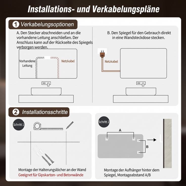 Badspiegel 2.5 x 60 x 80 cm, Silber, mit LED-Hintergrundlicht und Anti-Beschlag-Funktion – Bild 7