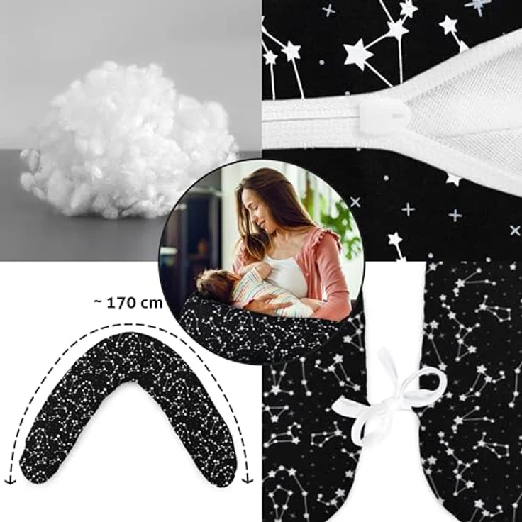 Amilian Stillkissen XXL - Seitenschläferkissen - Schwangerschaftskissen - Lagerungskissen, Pregnancy Pillow - Stillkissen 170 cm - Body Pillow - Schlafkissen Seitenschläfer, Seitenschläferkissen Schwangerschaft - Kissen – Bild 5