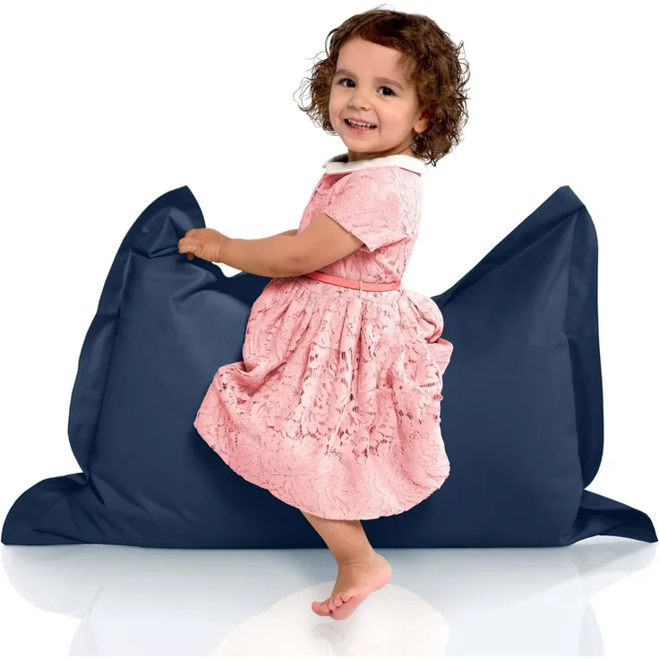Green Bean® Kinder-Sitzsack 70x100cm & 70 Liter EPS-Perlen Füllung - Indoor & Outdoor Bean Bag Sitzkissen - Dunkelblau