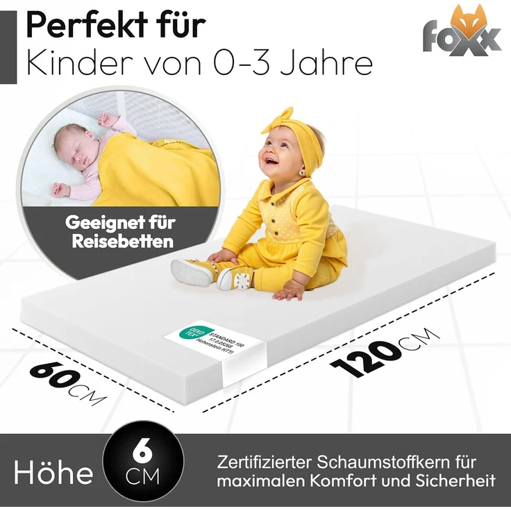 Kern für Matratze Kinderbett 60 x 120 x 6 cm - Auswahl: Ersatzkern ohne Bezug, Größe (cm): 60 x 120 x 6 – Bild 2
