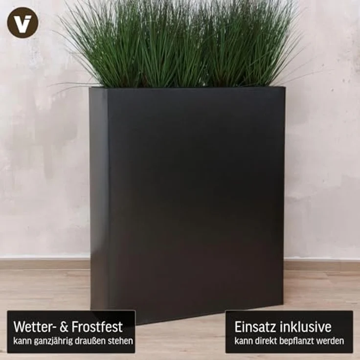 VIVANNO Pflanzkübel pulverbeschichtetes Stahlblech ELEMENTO Kasten, Schwarz Mit Muster – Bild 3