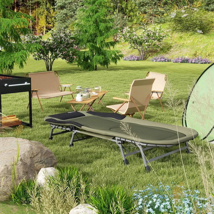 Outsunny Campingbett, Stahl, 600D Oxford, Grün, 200L x 85B x 40-51H cm – Bild 9