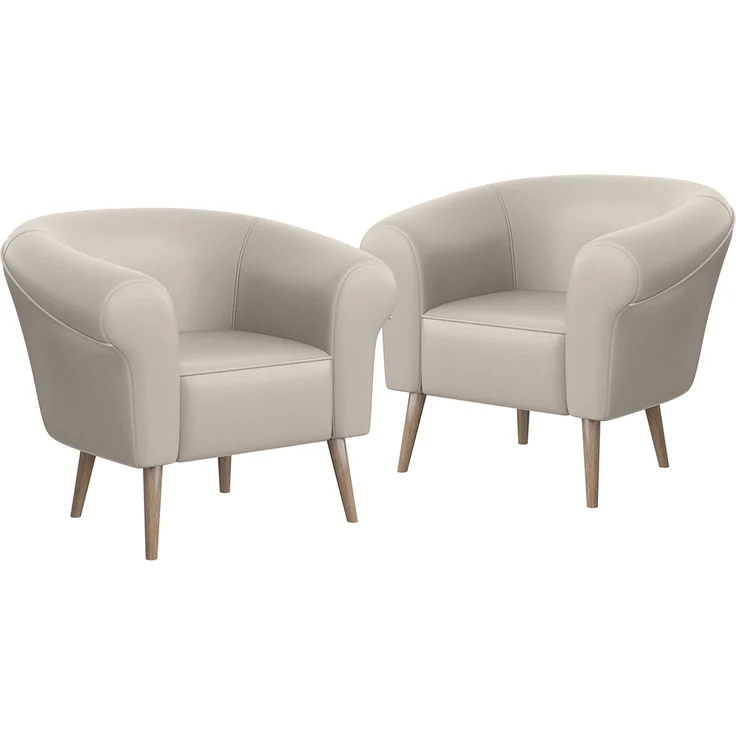 MEBLINI Sessel-Set EMILIA 1+1 - Beige Kunstleder - für Wohnzimmer - Mini Lounge für zwei Personen - Sitzgarnitur - Polstergarnitur – Bild 1