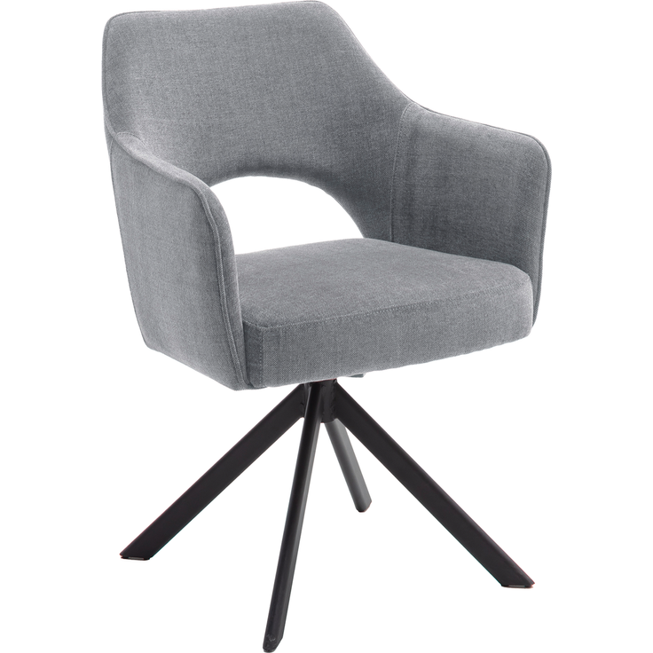 Wohn Schick TAVIRA Drehstuhl, TV4S77GX,Farbe: grau, Gestell: schwarz,Taschenfederkern, mit Armlehnen - H 85 cm x T 61 cm x B 64 cm