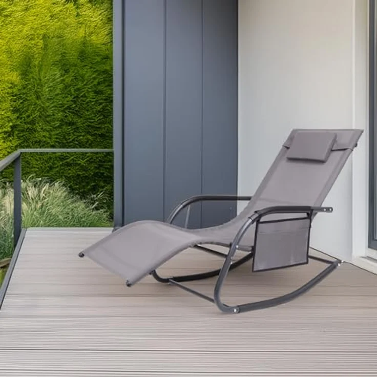 Albatros Premium Gartenliege C-FORM, Schwungliege mit Kopfkissen, wetterfest, ergonomisch, belastbar bis 160 kg, ideal für Garten und Terrasse – Bild 2