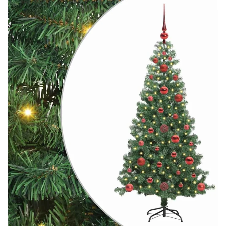 vidaXL Weihnachtsbaum mit LED-Beleuchtung Grün 120 cm PVC und Stahl 3396358 – Bild 2