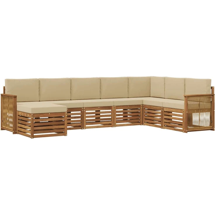 vidaXL Outdoor-Sofagarnitur 8 stk. 8-Sitzer Natur und Beige 3384719 – Bild 2