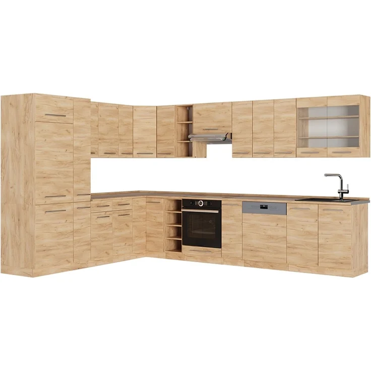 Eckküche Fame-Line Goldkraft Eiche/Goldkraft Eiche 347 x 257 cm, AP Eiche Vicco – Bild 1