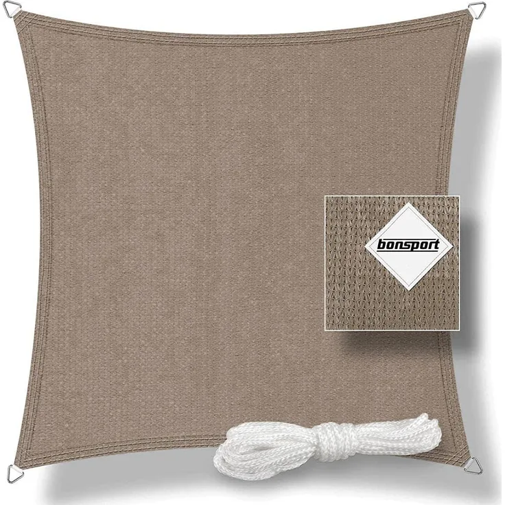 Sonnensegel Quadrat, HDPE 2x2 m, taupe