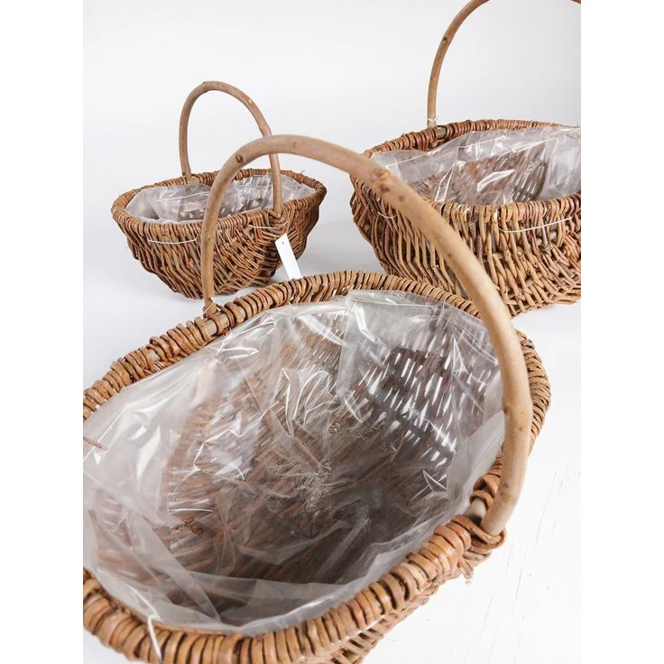 Kobolo Dekokorb Weidenkörbe mit Griff mit Folie ausgeschlagen S/3 (3 Stück) – Bild 2