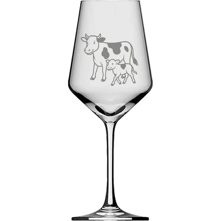 eXODA Weinglas Weinglas 350 ml mit graviertem Kuh-Kalb Motiv spülmaschinen, 1-tlg, Glas, Atemberaubende Darstellung – Bild 1