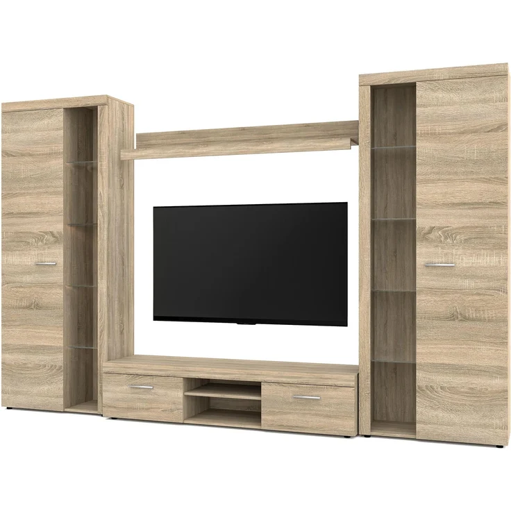 AX LIVING Spacoro XL Wohnwand Sonoma Eiche modern 300cm breit ohne LED – Bild 3