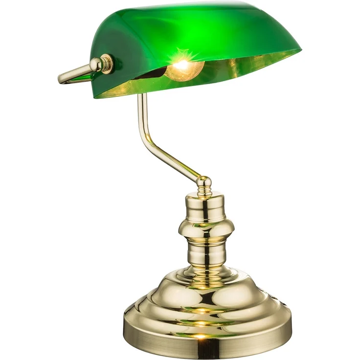 Retro LED Schreibtischleuchte Messing mit Acrylschirm Grün, Höhe 36cm – Bild 2