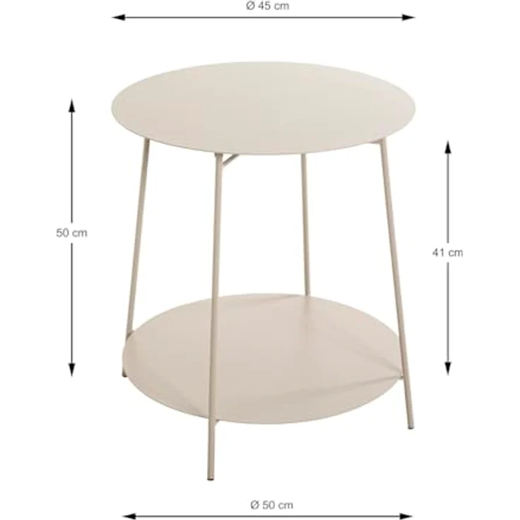 XXXL Beistelltisch, Hellgrau, runder Metalltisch mit 50 cm Durchmesser für das Wohnzimmer – Bild 3
