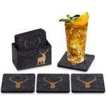 Camolo Glasuntersetzer aus Filz Hirsch anthrazit / gold mit Box, 9-tlg, Mit Motiven
