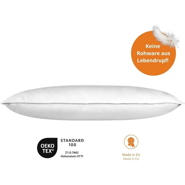 sleepling Federkissen, Füllung: Daunen- und Federn, Bezug: 100% Baumwolle, Seitenschläfer, Rückenschläfer, Bauchschläfer, einzeln oder als Set – Bild 2